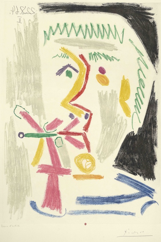De Picasso à Jasper Johns. L’atelier d’Aldo Crommelynck : Pablo Picasso. Fumeur à la cigarette verte. 1970, Eau-forte, pointe sèche, grattoir, aquatinte BnF, dépt. des Estampes et de la photographie © Succession Picasso 2014